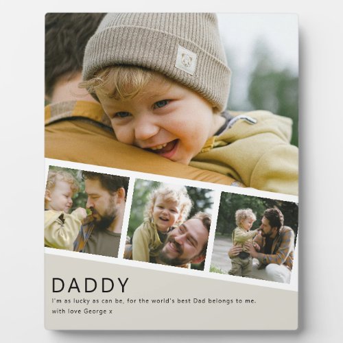 Modern Daddy Photo Strip Collage Plaque