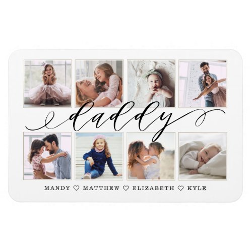 Modern Daddy Script Gift For fathers Photo Collage Magnet