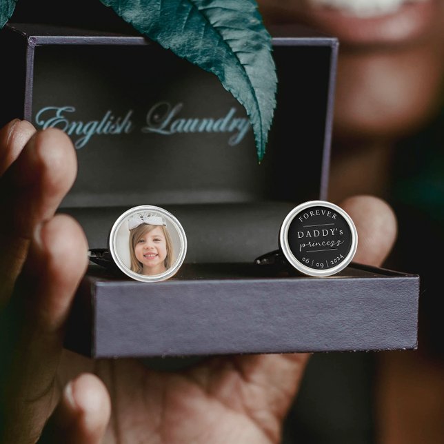 Modern Daddy's Princess Black And White Girl Photo Cufflinks (Creator Uploaded)
