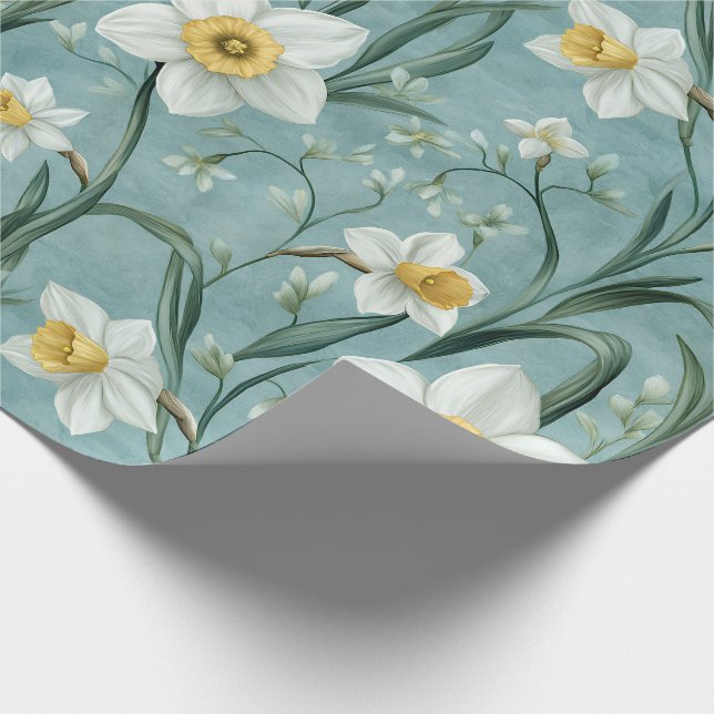 Modern Daffodil Painting Wrapping Paper Roll (Corner)