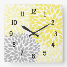 Modern Dahlia flowers yellow and gray grey