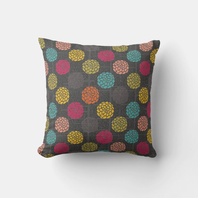 Modern Dahlias Pattern Throw Pillow (Front)