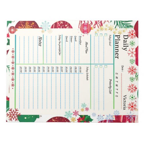 Modern Daily Planner 2024 Christmas Themed Notepad