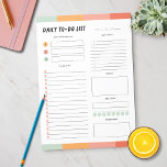 Modern Daily To-Do List Notepad<br><div class="desc">A modern daily to-do list with green,  orange,  and pink colours. Stay on track with your to-dos,  meals,  exercise,  schedule and water intake.</div>
