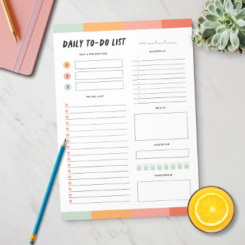 Modern Daily To-do List Notepad by ClementineCreative at Zazzle