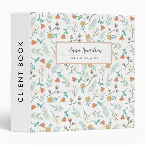 Modern Dainty Floral Calligraphy Business 3 Ring Binder