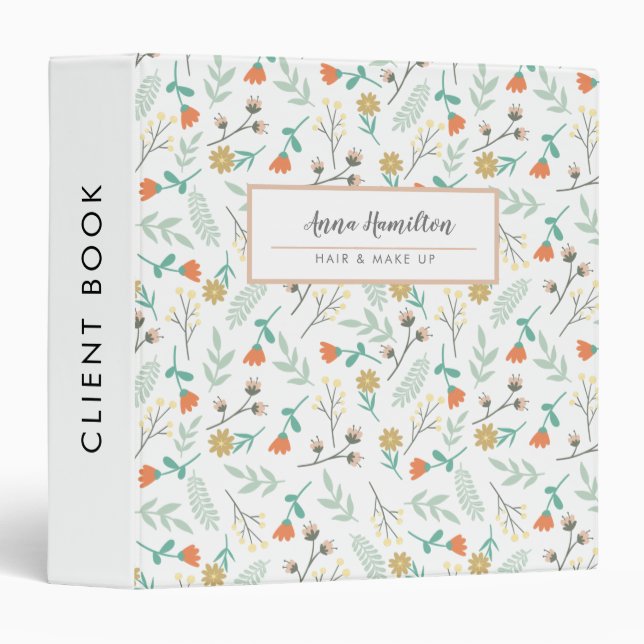 Modern Dainty Floral Calligraphy Business 3 Ring Binder (Front/Spine)