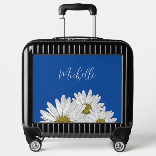 Modern Daises Elegant Floral Blue  Luggage