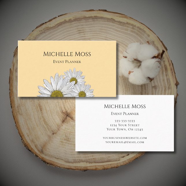 Modern Daisies Botanical Trendy Boho Beige Business Card (Creator Uploaded)