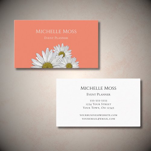 Modern Daisies Botanical Trendy Boho Business Card