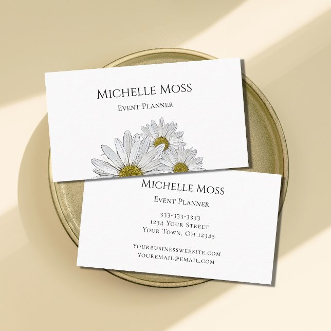 Modern Daisies Elegant Botanical Event Planner  Business Card (Creator Uploaded)