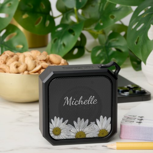 Modern Daisies Floral Botanical Gray  Bluetooth Speaker