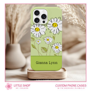 Modern Daisies Floral Monogram iPhone 15 Case