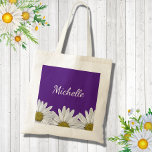 Modern Daisies Purple Trendy Floral  Tote Bag at Zazzle