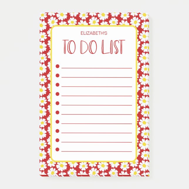 Modern Daisies To Do List Post-it Notes (Front)