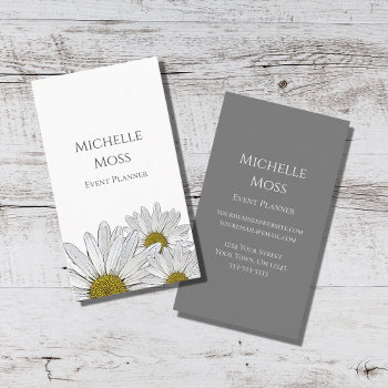 Modern Daisies Trendy Floral  Business Card by IndiamossPaperCo at Zazzle