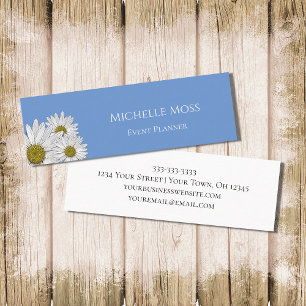 Modern Daisies Trendy Floral Country Blue Mini Business Card