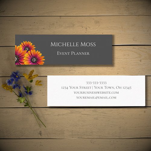 Modern Daisies Trendy Gray Boho Mini Business Card