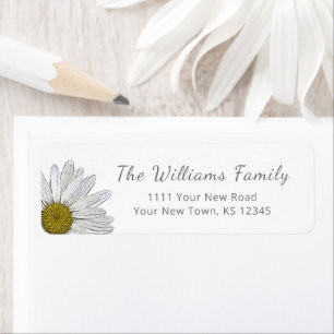 Modern Daisies Trendy Gray Script Return Address Label