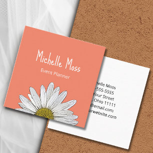 Modern Daisy Boho Orange Event Planner Square Business Card