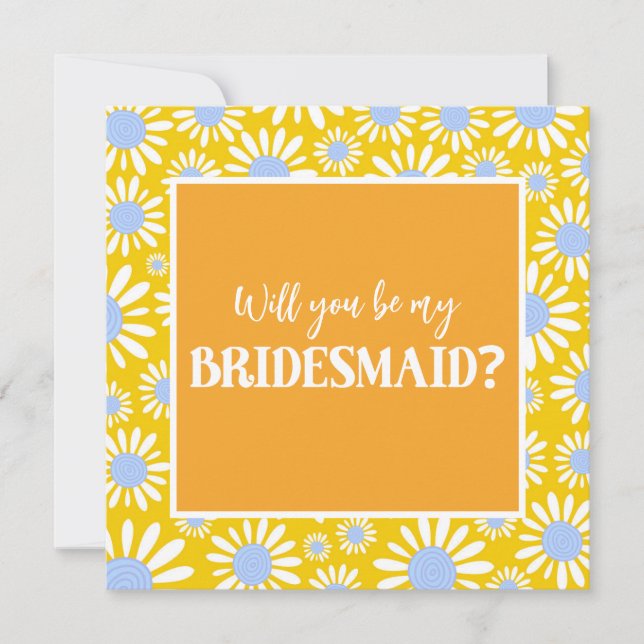 Modern Daisy Bridesmaid Proposal Invitation (Front)