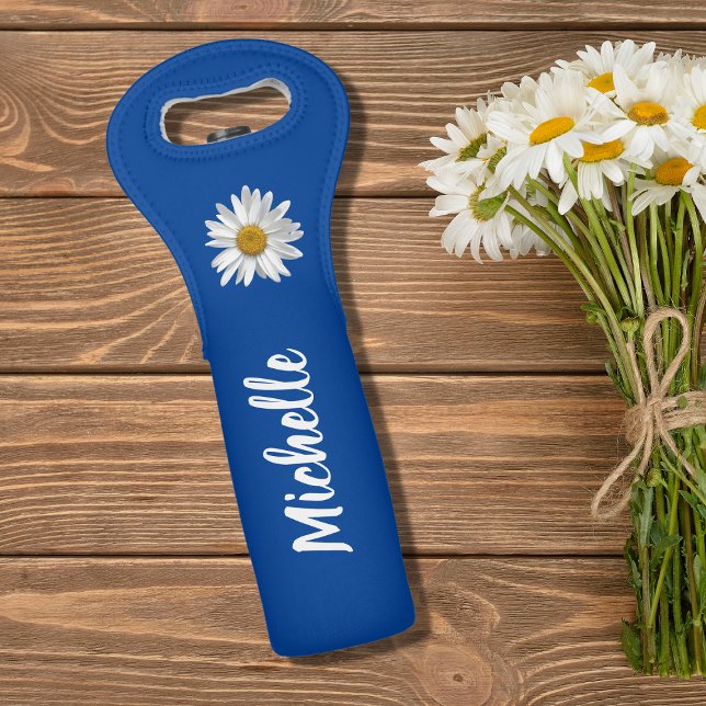 Modern Daisy Cute Floral Stylish Blue  Wine Bag (Creator Uploaded)