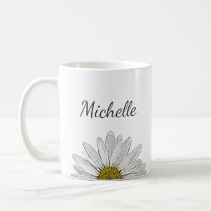 Modern Daisy Elegant Floral Personalized Coffee Mug
