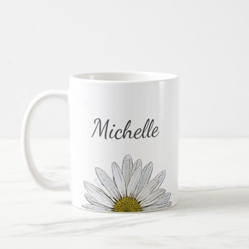 Modern Daisy Elegant Floral Personalized  Coffee Mug