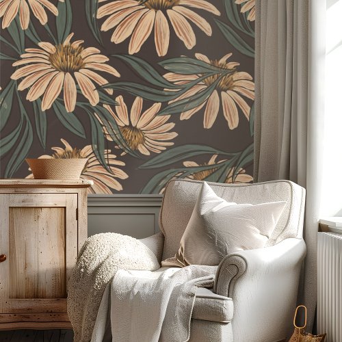 Modern Daisy Floral Pattern Wallpaper