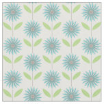 Modern Daisy Flower Floral Turquoise Blue Fabric