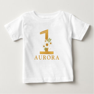 Modern Daisy Flower Girl's 1st Birthday Baby T-Shirt