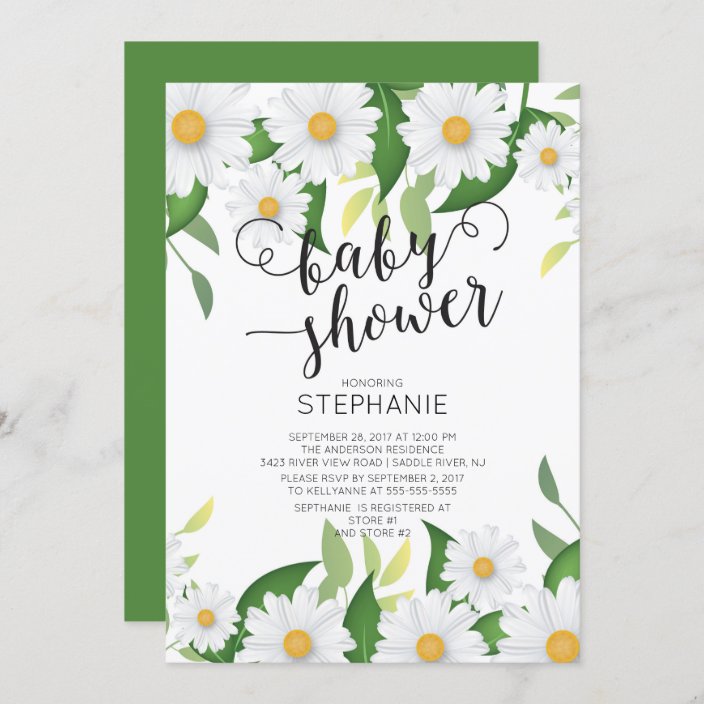 Modern Daisy Flowers Baby Shower Invitation Zazzle Com