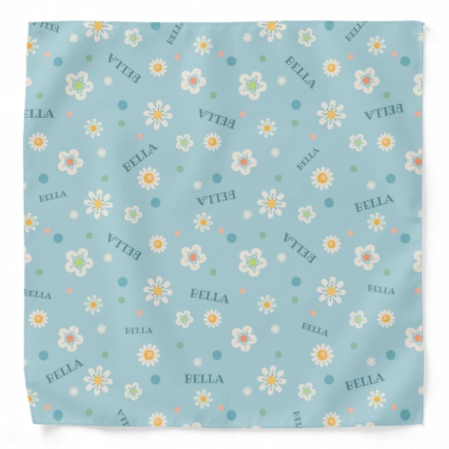 Modern Daisy Flowers | Personalized Dog Bandana (Front)