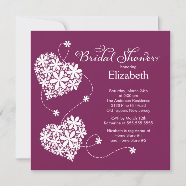 Modern Daisy Hearts Bridal Shower Invitation (Front)