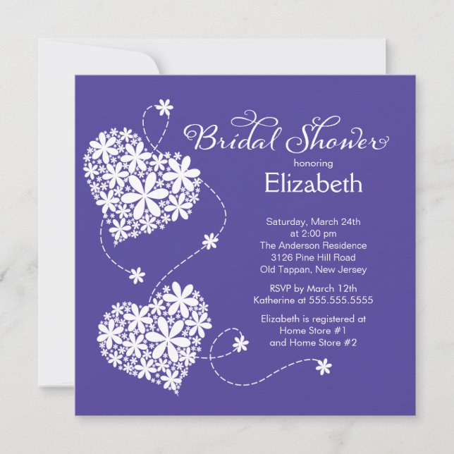 Modern Daisy Hearts Bridal Shower Invitation (Front)