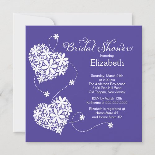 Modern Daisy Hearts Bridal Shower Invitation 5.25" Square Invitation Card