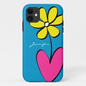 Modern Daisy Personalized Iphone 5/5s Case by mazarakes at Zazzle