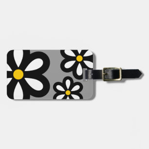 Modern Daisy Personalized Luggage Tag Yellow/Gray