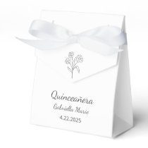 Modern Daisy Quinceañera Elegant Gray Typography Favor Boxes