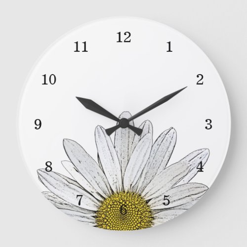 Modern Daisy Simple Country Floral  Large Clock