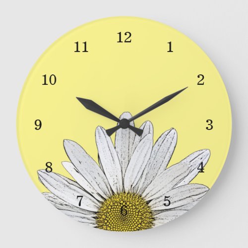 Modern Daisy Simple Country Floral Yellow Large Clock
