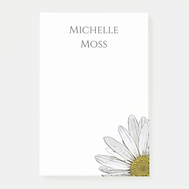Modern Daisy Trendy Gray Typography   Post-it Notes (Front)
