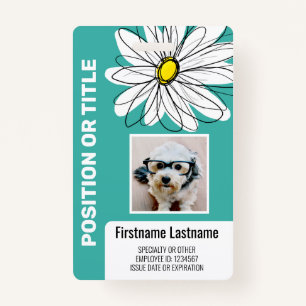 Modern Daisy with Photo, logo employee ID Badge
