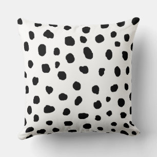 modern dalmatian black spot dots animal print   throw pillow