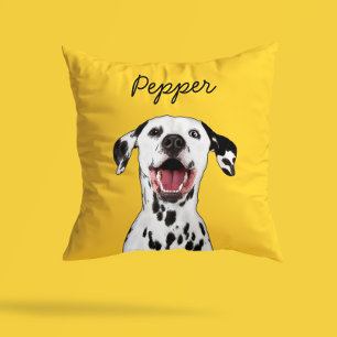 Modern Dalmatian Cartoon Illustration   Add Name  Throw Pillow