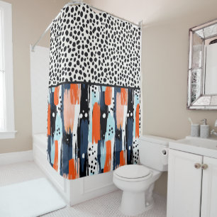 Modern Dalmatian Dog Abstract Pattern Shower Curtain