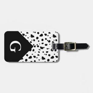 Modern Dalmatian Print & Initial Letter Luggage Tag
