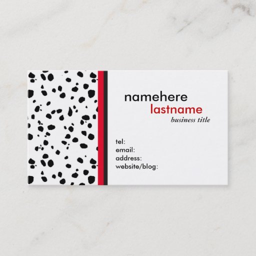 Customizable Modern Dalmation Design Business Card