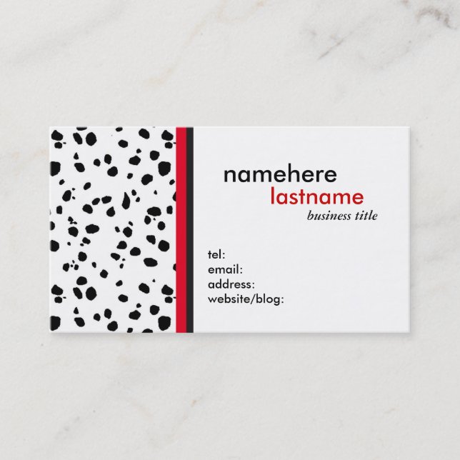 Modern Dalmation Design Business Card (Front)