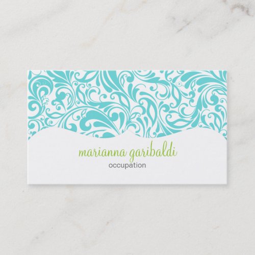 Modern Damask Aqua Personalized Business Cards